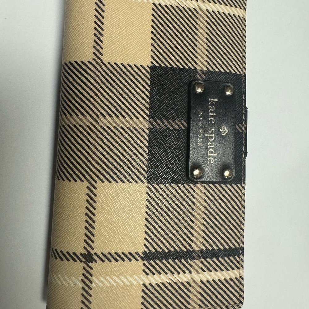Kate Spade Tan and Black Plaid Wallet